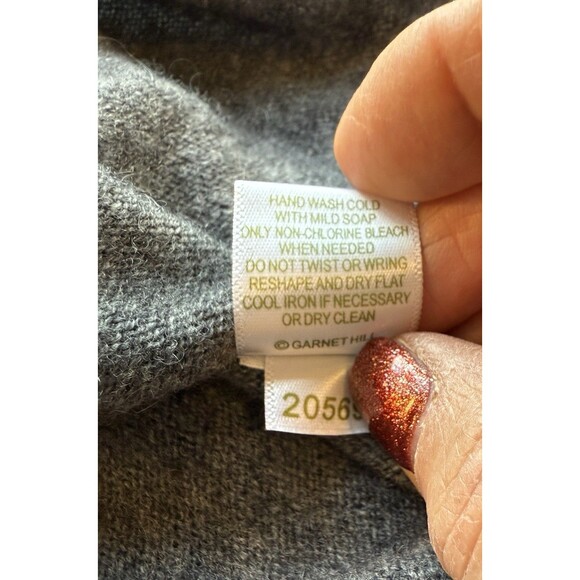 Garnet Hill Cashmere Wool Turtleneck Sweater XS Gray Oversized Pockets Cozy - Picture 6 of 9